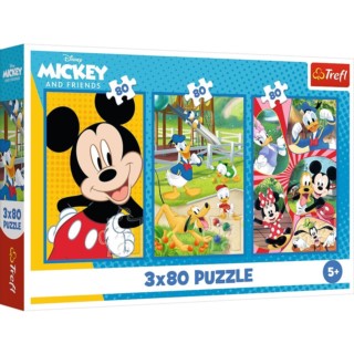 TREFL PUZZLE DISNEY 3X80 EKIPA MYSZKI MIKI
