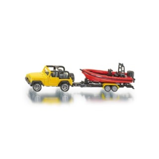 S1658 SIKU 16 - JEEP WRANGLER Z PRZYCZEPĄ I PONTON